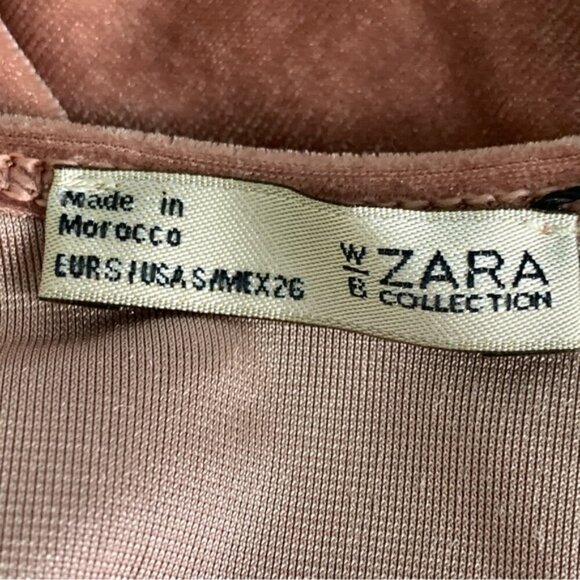 NWT Zara Velvet Bodysuit in Shimmering Rose Gold - Picture 4 of 7